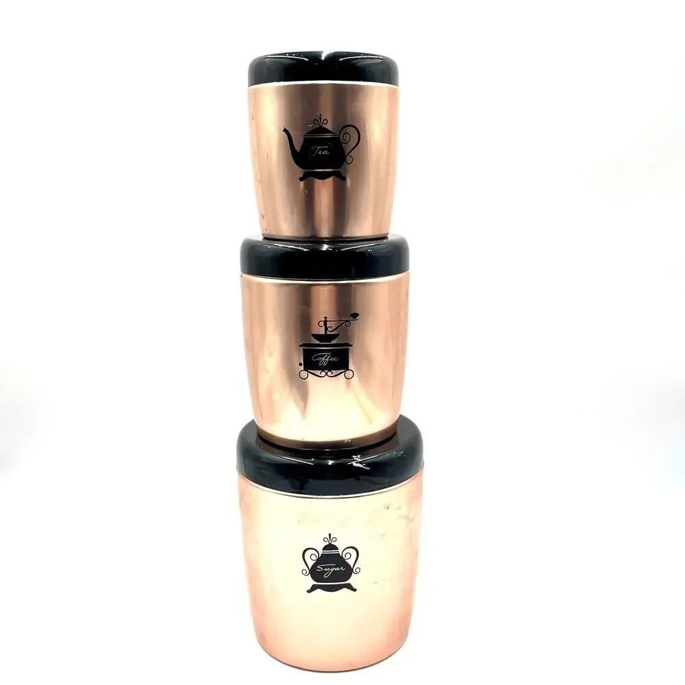 Vintage West Bend Rose Copper Aluminum 3 Piece Canister Set